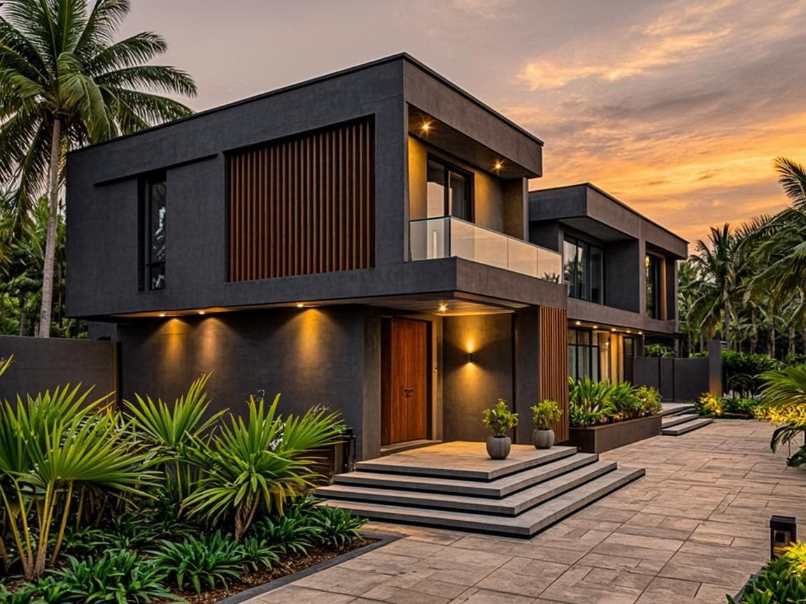 Façade extérieure contemporaine de la villa Teranga Park Villas