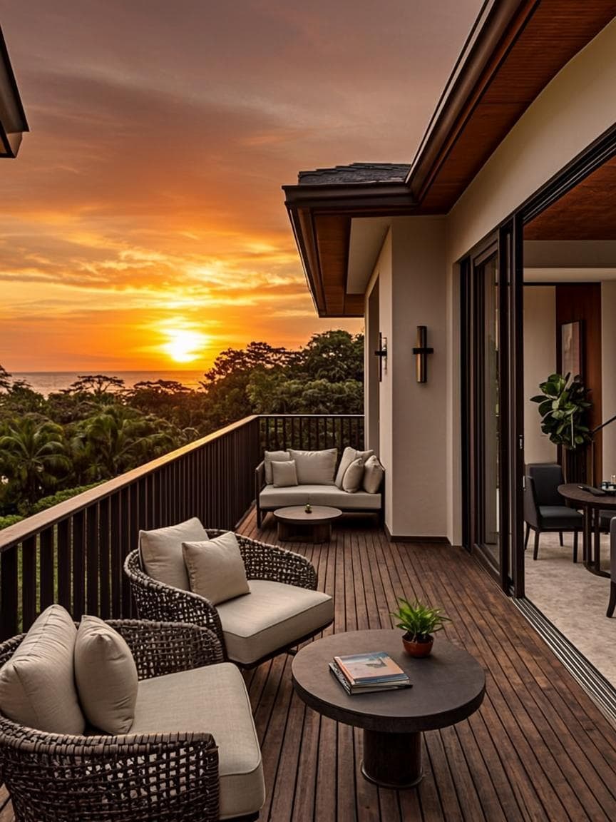 Terrasse avec vue sur l'environnement tropical